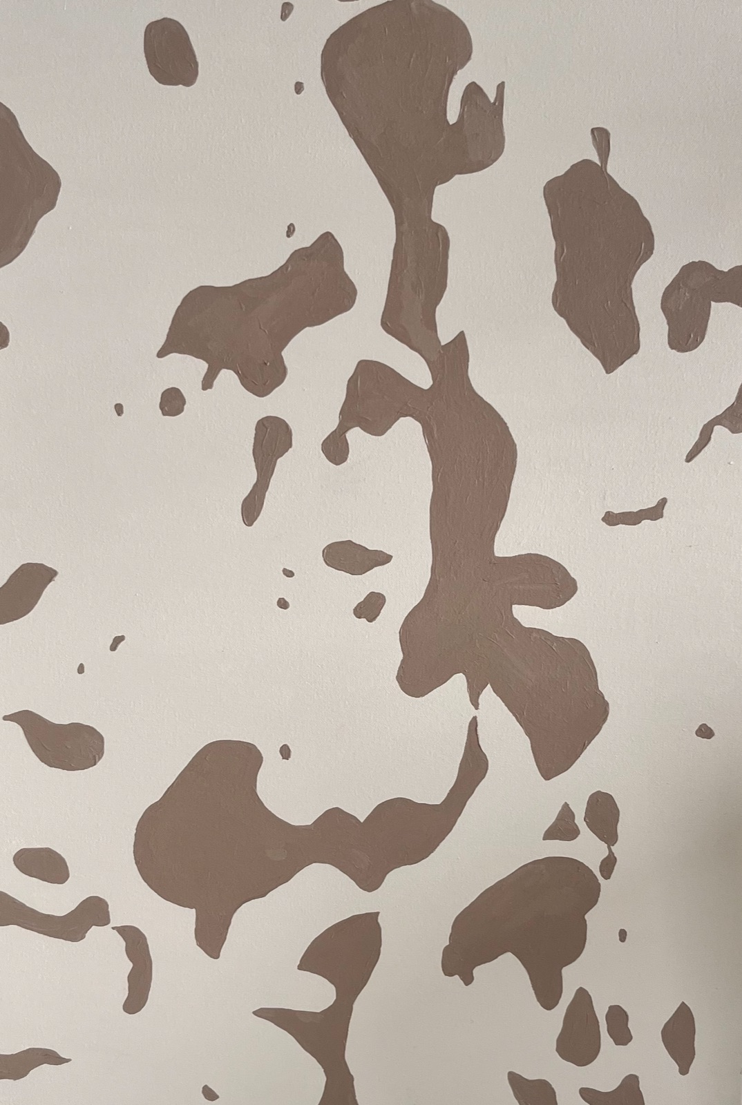 Abstract painting in clay brown on cream